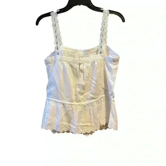 New Paige Zherra White Detail Eyelet Cami Blue Ribbon Straps Size Small. - Picture 4 of 9